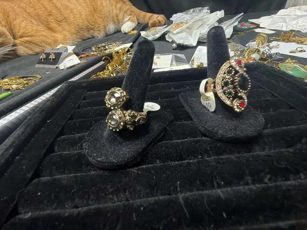 Sunspicems Vintage Turkish Ring Size Rhinestone Floral